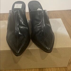 Women’s Black Leather Slip-On Shoes